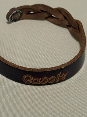 Personalized Disney Mikey Brown Leather Braided Name “Cassie” Bracelet